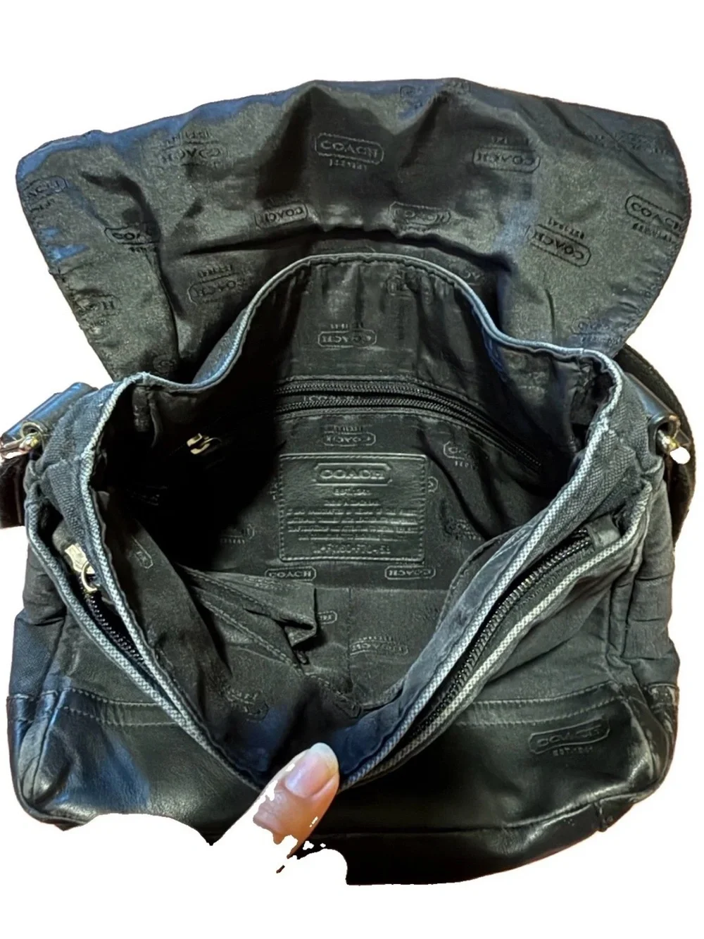 Black Coach Messenger Bag Canvas Leather Unisex Classic